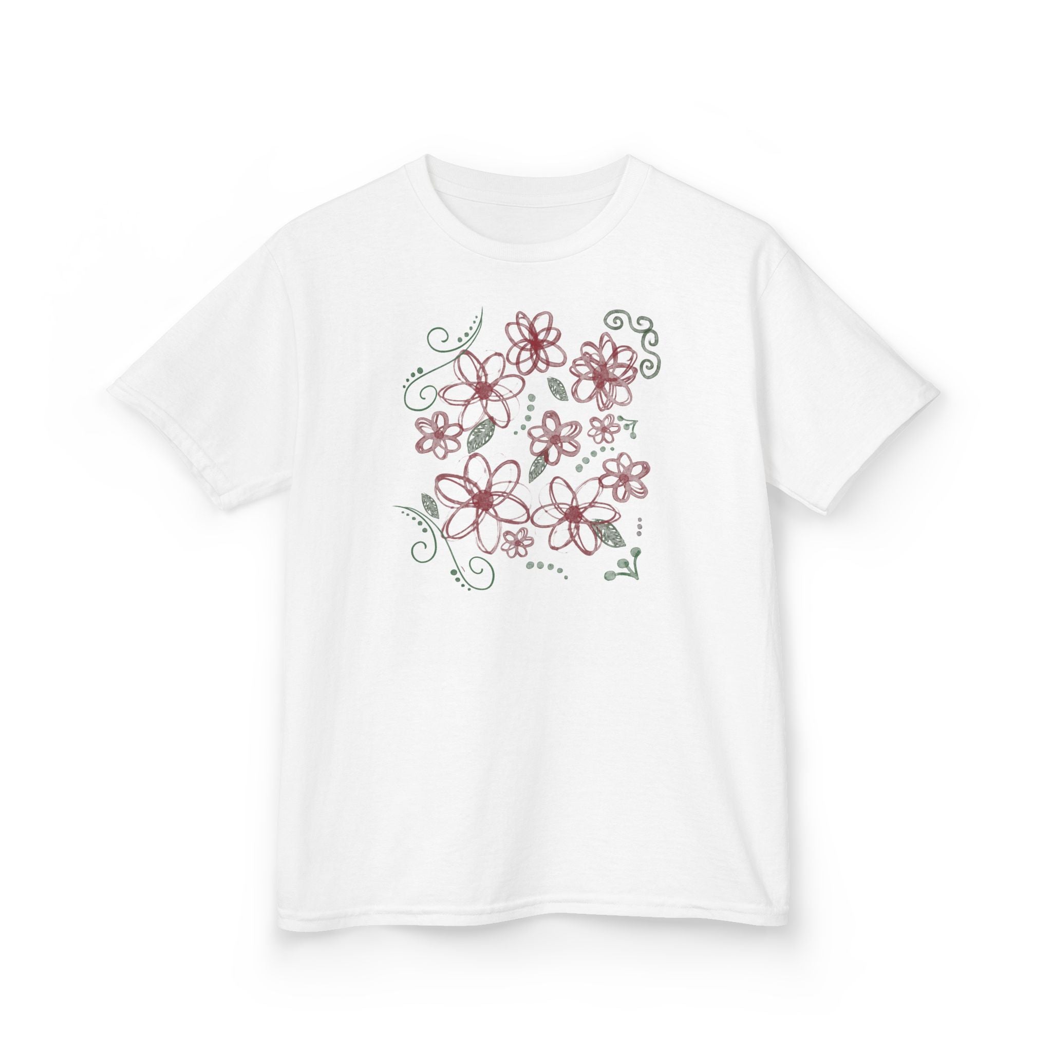 Burgundy Floral Doodle Baby Tee