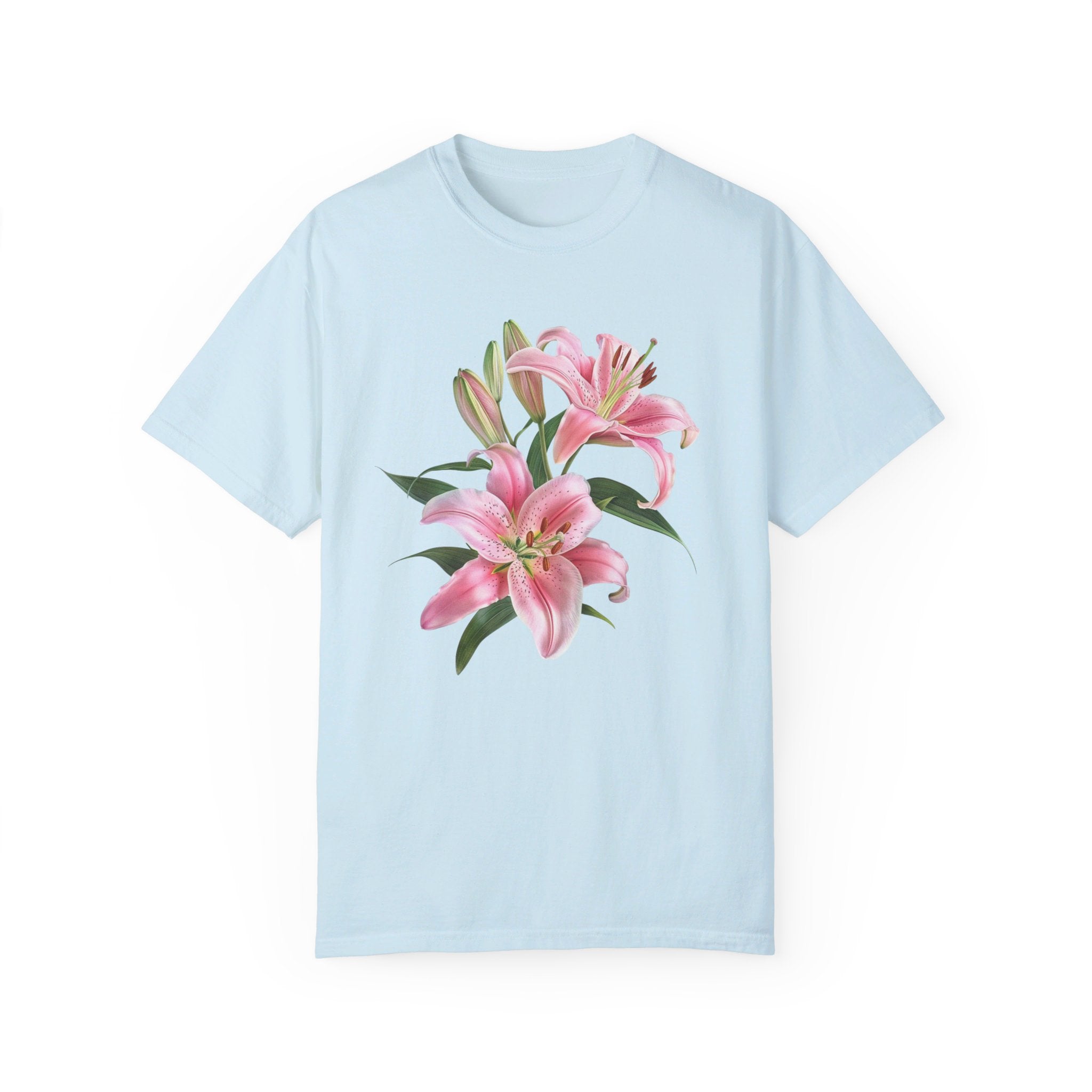 Tシャツ・カットソー [SLOWLOLLY] Flower Lettering T Shirt (2 COLOR) Lilly Flower - Comfort Colors® T-Shirt | Soft Botanical