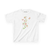 white graphic tee with flower print strawberry graphic baby tee